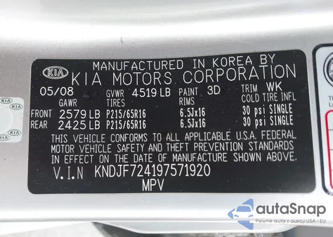 2009 Kia Sportage Lx z USA, uszkodzony, nr VIN KNDJF724197571920